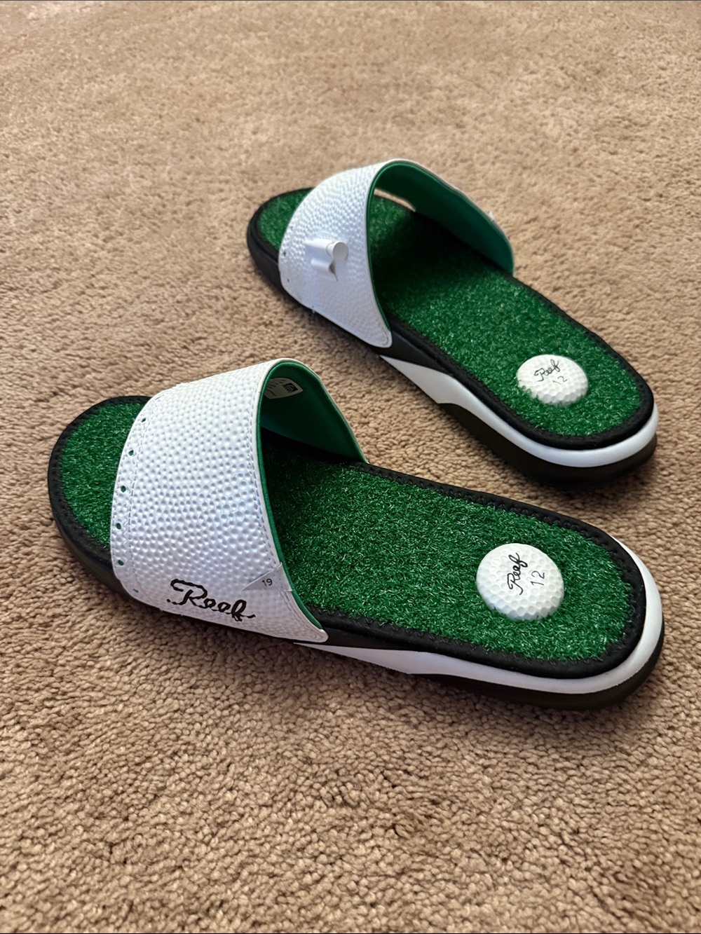 Reef Men’s Mulligan Golf Themed Slide Sandals Size 12